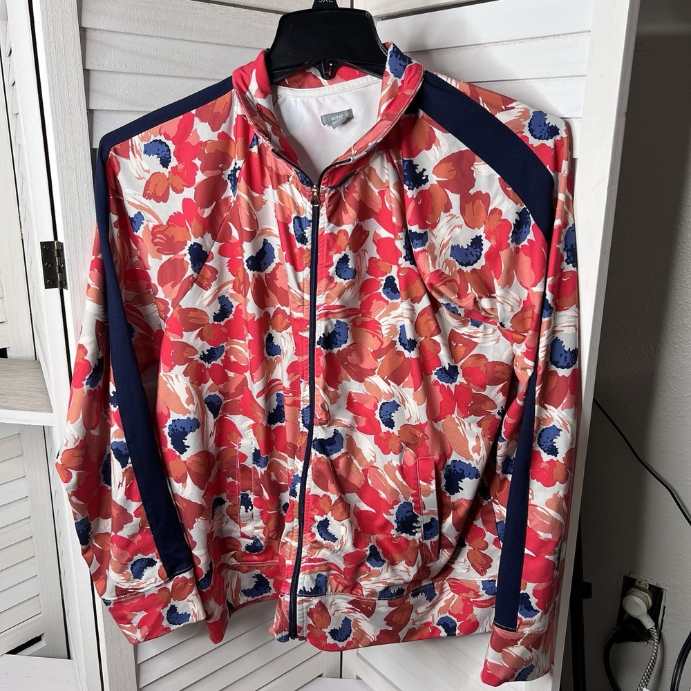 Aerie Womens Multicolor Floral LS Zip Up Track Jacket (No Neck Drawstring) Sz XL